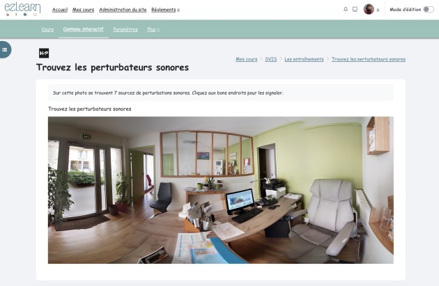 Vue &eacute;cran de la formation &agrave; l&rsquo;audio